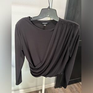 Express creme dressy crop top - medium 
Sleeves is 32”
14” across 
14” long